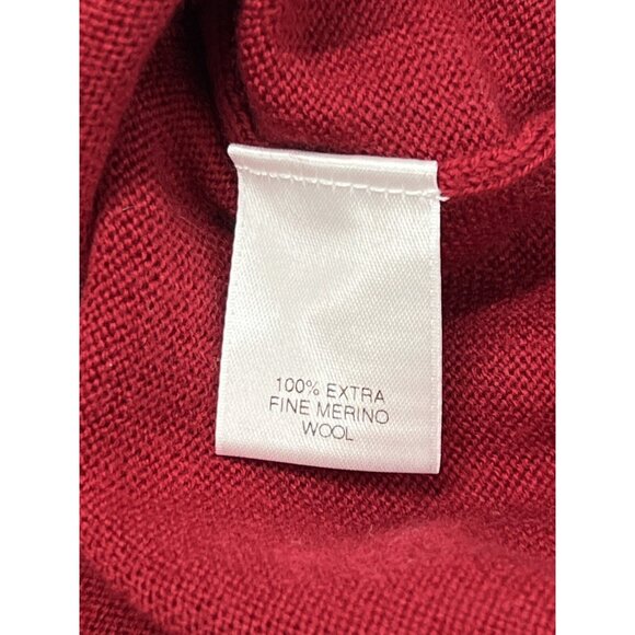 Turnbury Sweater Mens M Red Merino Wool V Neck Pullover Classic Holiday Office - Picture 6 of 6